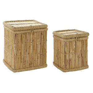 Basket set DKD Home Decor Natural Rope Bamboo (46 x 46 x 55 cm)