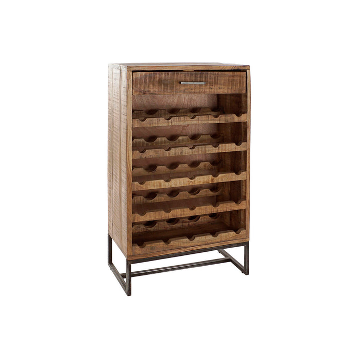 Bottle rack DKD Home Decor Black Metal Brown Acacia (60 x 32 x 107 cm)