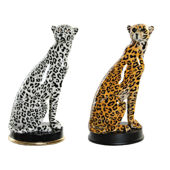 Decorative Figure DKD Home Decor Black Orange White Leopard Resin Colonial 16 x 16 x 32 cm