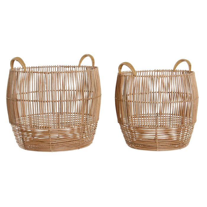 Basket set DKD Home Decor Metal Rattan (40 x 40 x 38 cm)