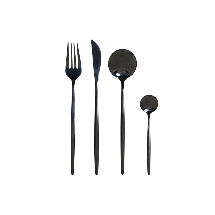 Stainless Steel Cutlery Set DKD Home Decor Black Stainless steel 3 x 1,5 x 13 cm 16 Pieces
