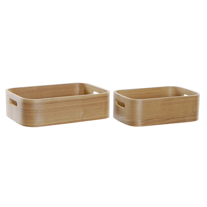 Set of decorative boxes DKD Home Decor Natural MDF Wood 35,5 x 25 x 10 cm