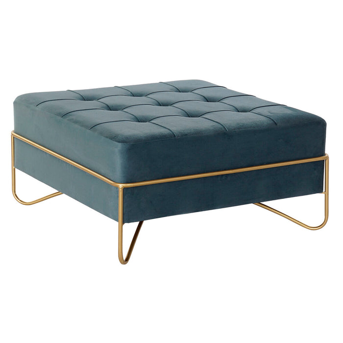 Bench DKD Home Decor   Foam Blue Golden Metal Polyester Velvet MDF Wood (80 x 80 x 42 cm)