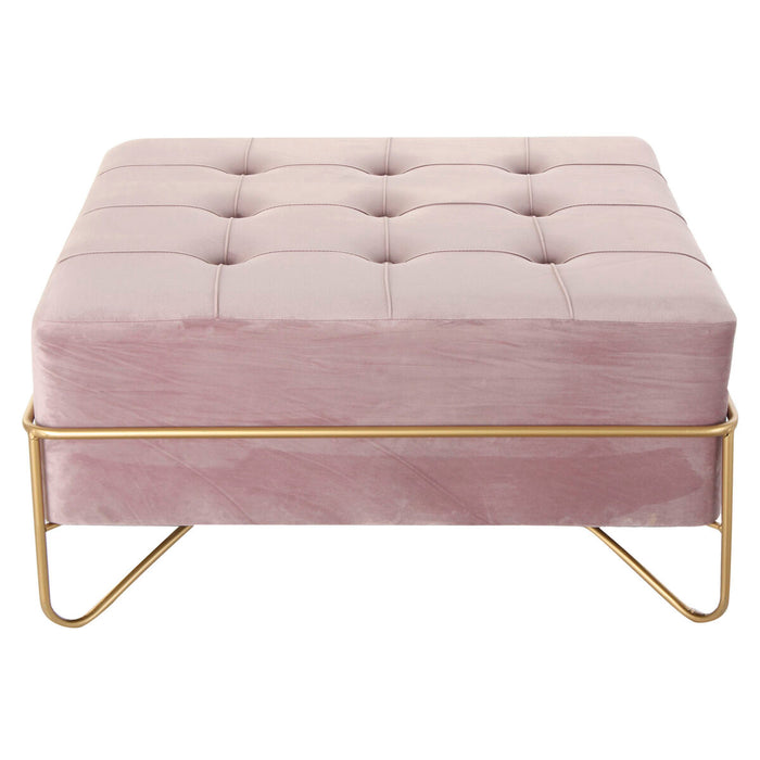 Bench DKD Home Decor   Foam Pink Golden Metal Polyester Velvet MDF Wood (80 x 80 x 42 cm)