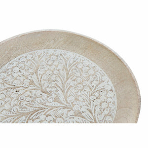 Valet Tray DKD Home Decor White Brown Mango wood Natural Leaf of a plant Indian Man 20,5 x 20,5 x 2,5 cm (12 Units)