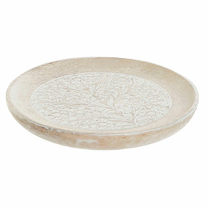 Valet Tray DKD Home Decor White Brown Mango wood Natural Leaf of a plant Indian Man 20,5 x 20,5 x 2,5 cm (12 Units)