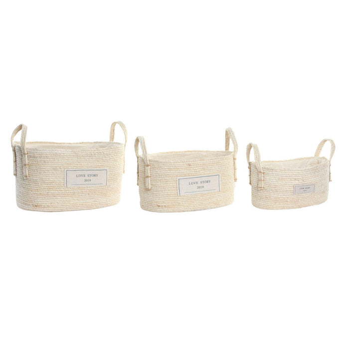 Basket set DKD Home Decor Cotton Fibre (34 x 23 x 20 cm)