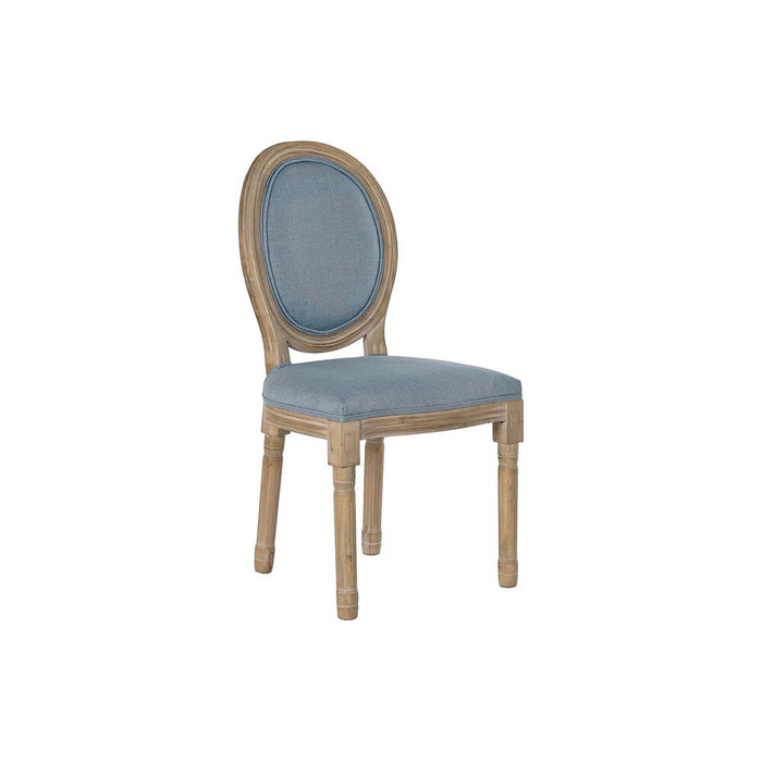Chair DKD Home Decor Blue Linen Rubber wood (48 x 46 x 96 cm)
