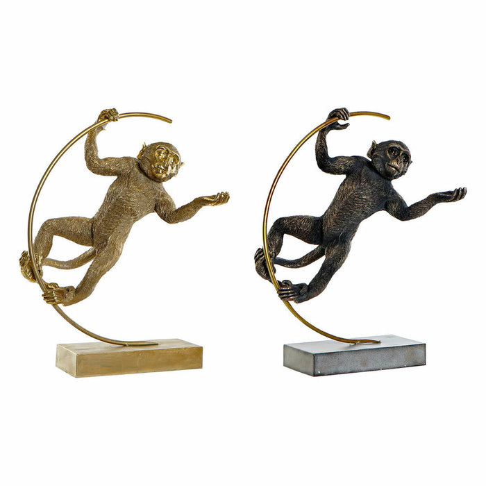 Decorative Figure DKD Home Decor 33 x 25 x 48 cm Black Golden Monkey Modern (2 Units)