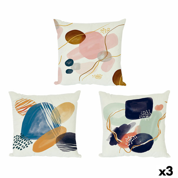 Cushion DKD Home Decor Plastic Blue Green Multicolour Pink Rectangular Squared Abstract 50 x 12 x 50 cm (3 Pieces)