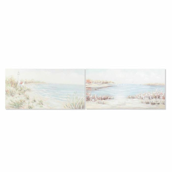 Painting DKD Home Decor 140 x 3,7 x 70 cm Beach Mediterranean (2 Units)