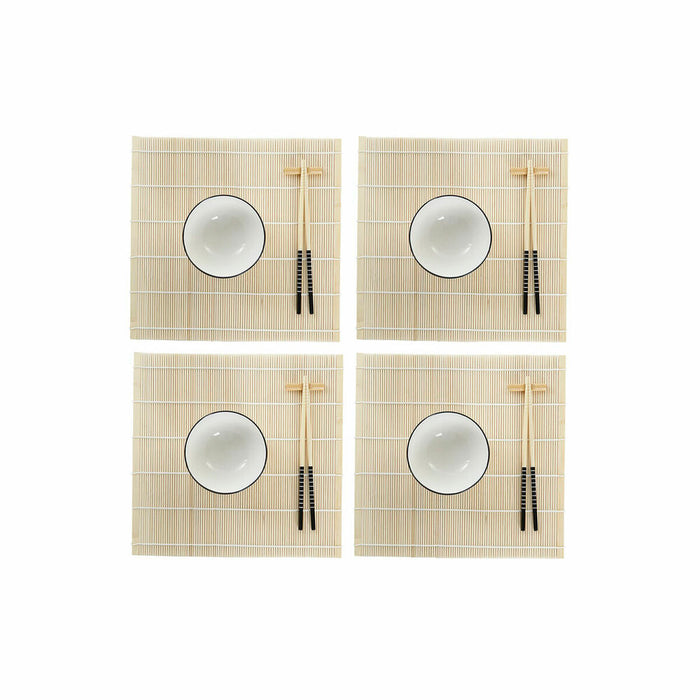 Sushi Set DKD Home Decor Bamboo Stoneware White Oriental 14,5 x 14,5 x 31 cm (16 Pieces)