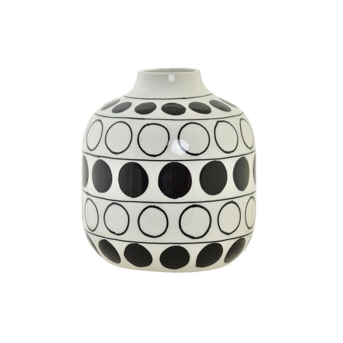 Vase DKD Home Decor Porcelain Black White Modern Circles 16 x 16 x 18 cm