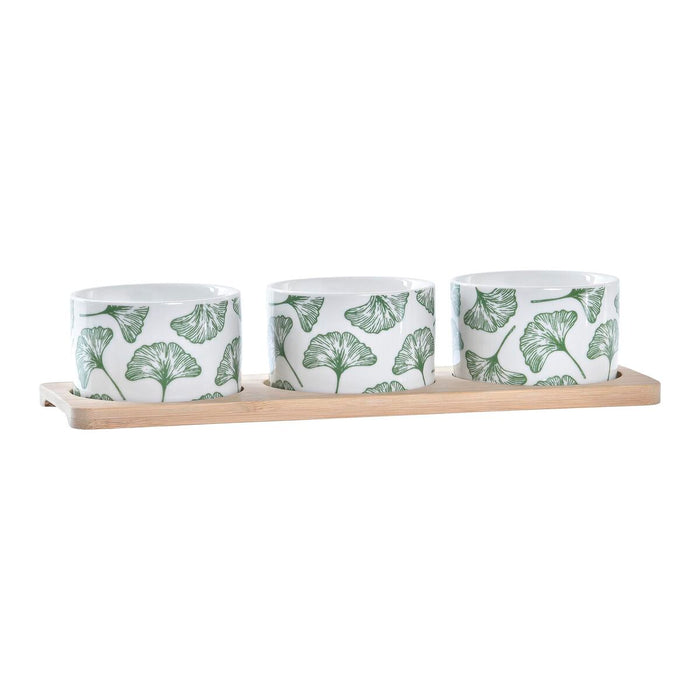 Appetizer Set DKD Home Decor Bamboo Stoneware Sheets 3 Pieces 4 Pieces 28 x 9,7 x 1,5 cm