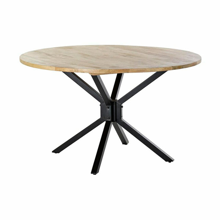 Dining Table DKD Home Decor 127 x 127 x 75 cm Natural Black Metal Aluminium Mango wood