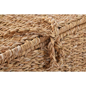 Basket set DKD Home Decor With lid Natural Iron Seagrass (50 x 34 x 25 cm) (3 Pieces)