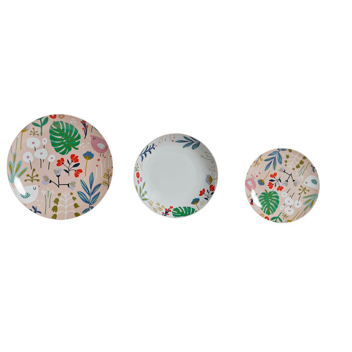 Dinnerware Set DKD Home Decor Multicolour Porcelain Flowers Urban 27 x 27 x 3 cm 18 Pieces (18 pcs)