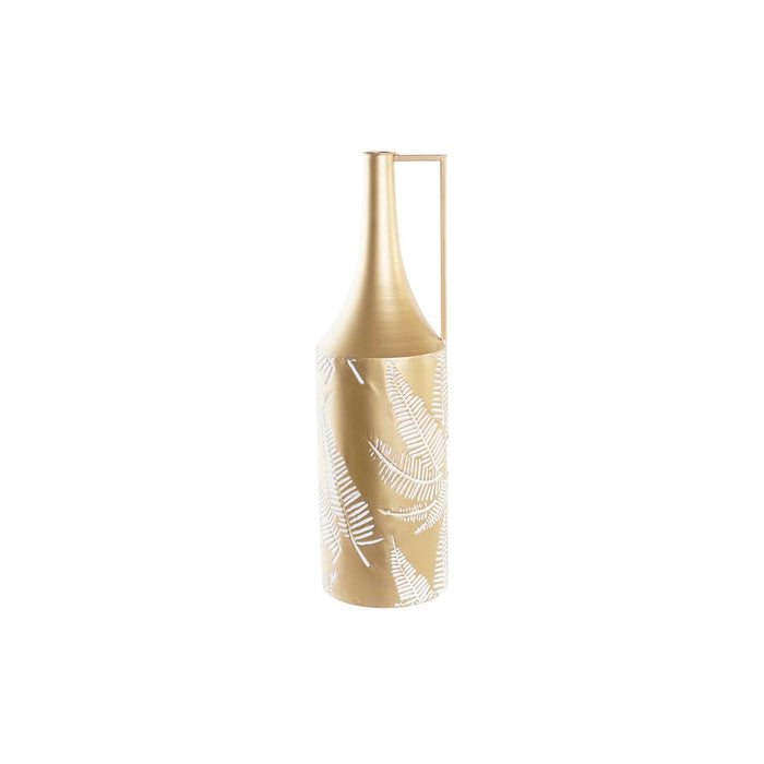 Vase DKD Home Decor Golden Metal Cream Tropical Leaf of a plant (21 x 21 x 71 cm)