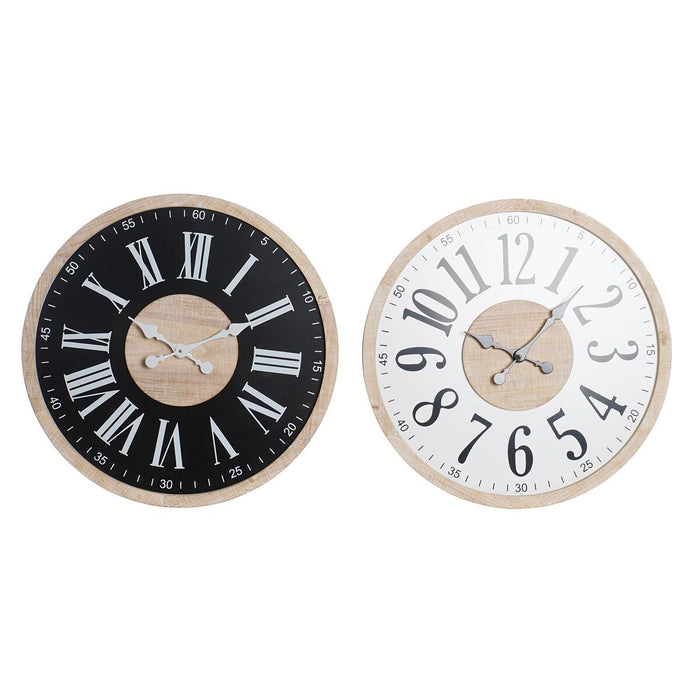 Wall Clock DKD Home Decor Black MDF White (60 x 4,5 x 60 cm)