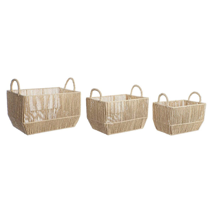 Basket set DKD Home Decor Metal Natural Fibre (40 x 30 x 25 cm)