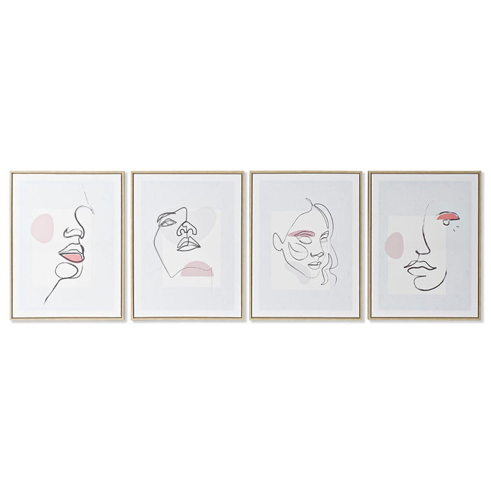 Painting DKD Home Decor Face Scandinavian 45 x 2,5 x 60 cm (4 Units)