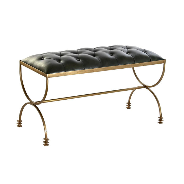 Foot-of-bed Bench DKD Home Decor 90 x 38 x 52 cm Golden Metal Green Metallic