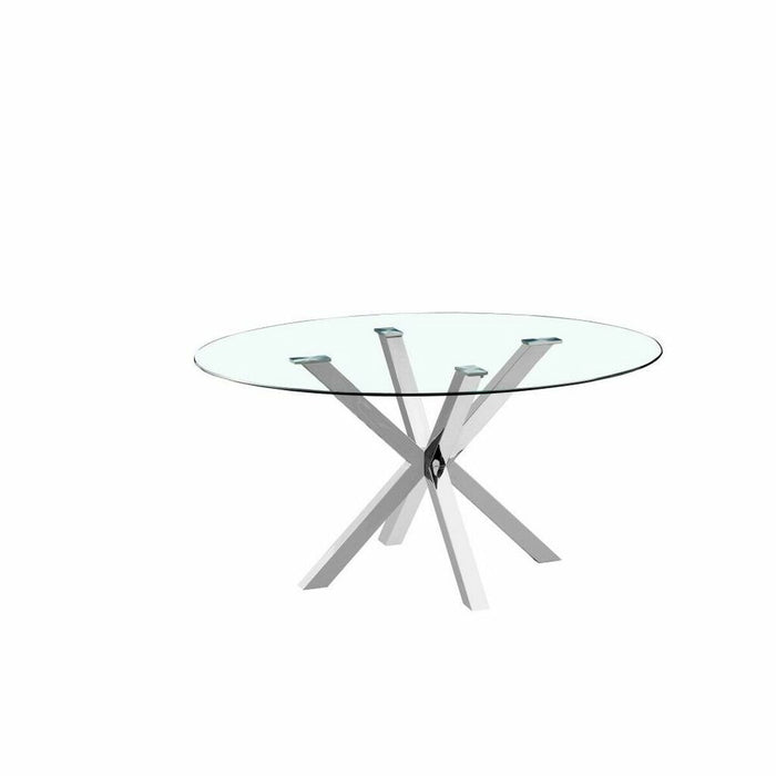 Dining Table DKD Home Decor 110 x 110 x 76 cm Crystal Silver Steel