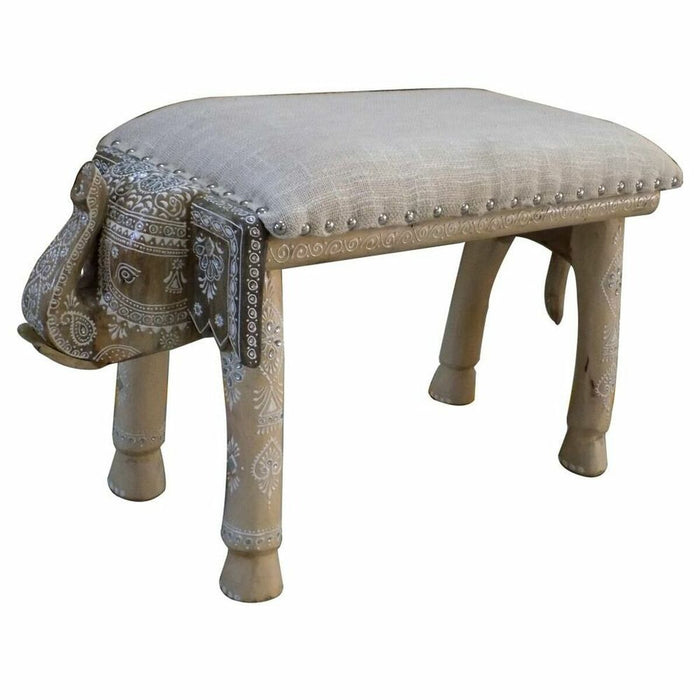 Bench DKD Home Decor Elephant White Natural Mango wood 65 x 31,7 x 38 cm