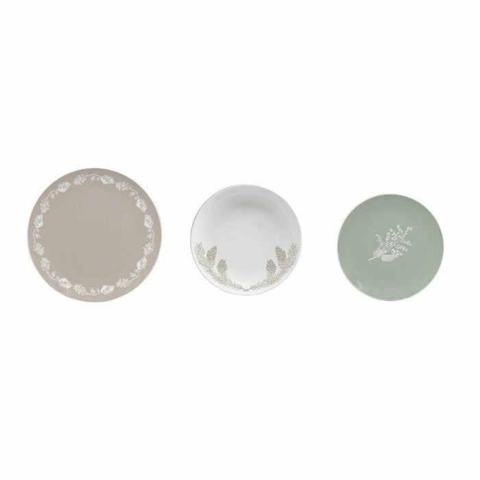 Plate set DKD Home Decor Porcelain 27 x 27 x 3 cm 18 Pieces