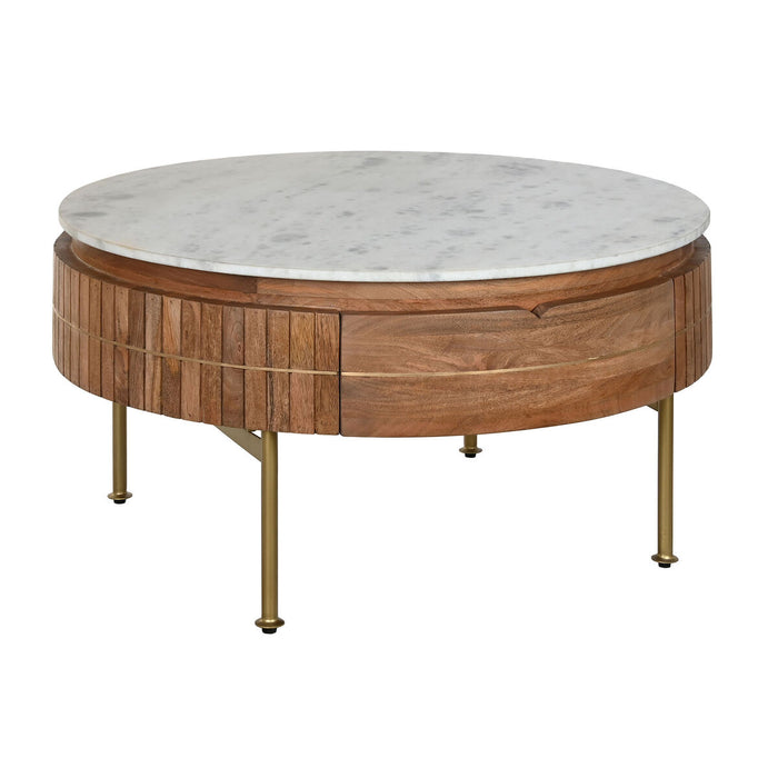 Centre Table DKD Home Decor Marble Mango wood (85 x 85 x 45 cm)