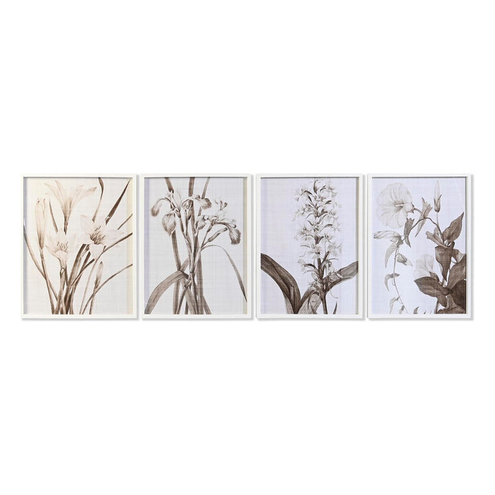 Painting DKD Home Decor Crystal Birch 55 x 70 x 2,5 cm 55 x 2,5 x 70 cm Flowers (4 Pieces)