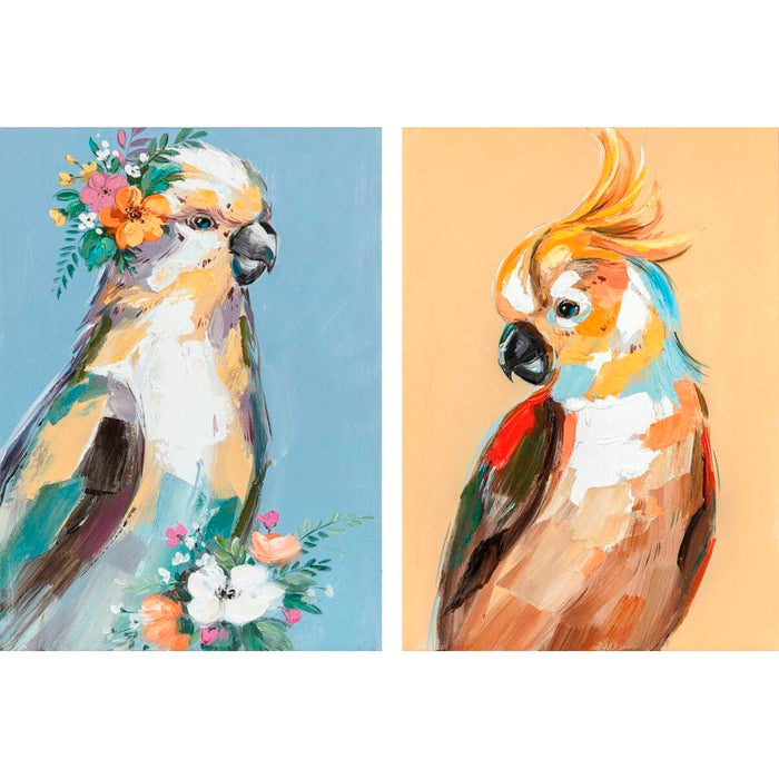 Canvas DKD Home Decor 50 x 2,7 x 70 cm Parrot Modern (2 Units)