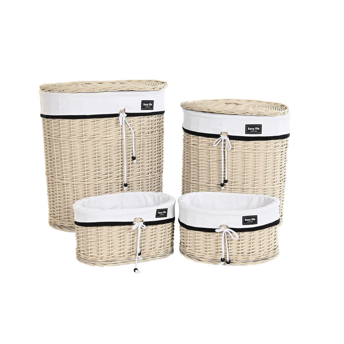 Set of Baskets DKD Home Decor White Beige wicker 51 x 38 x 58 cm