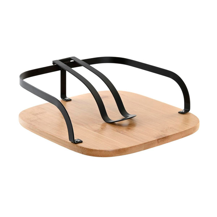 Napkin holder DKD Home Decor Black Natural Bamboo Steel 20 x 20 x 7 cm