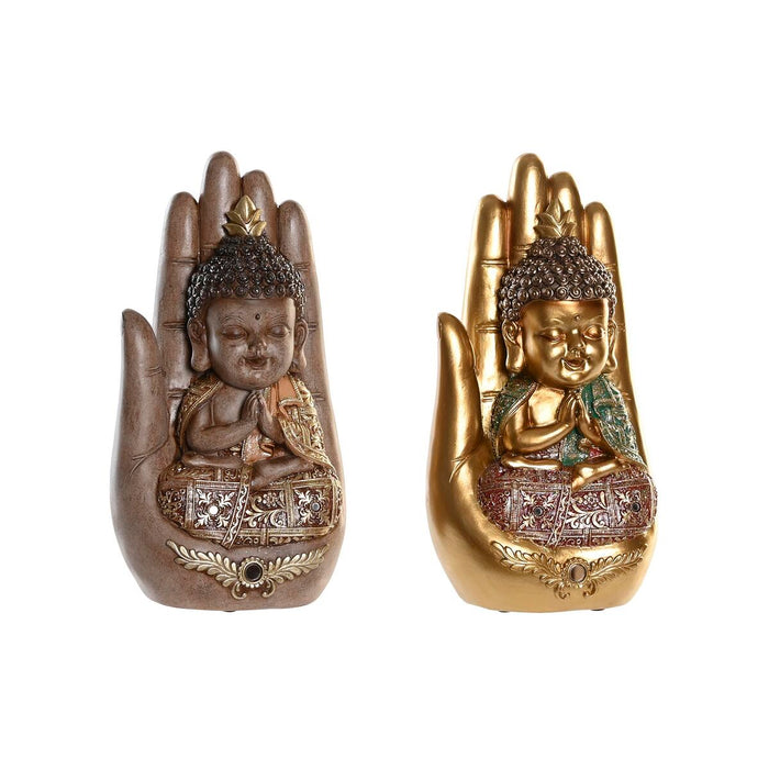 Decorative Figure DKD Home Decor 15,5 x 11 x 29 cm Beige Golden Buddha Oriental (2 Units)