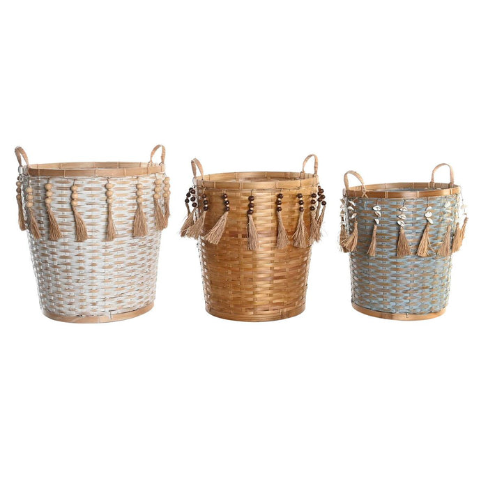 Basket set DKD Home Decor Multicolour Bamboo Boho 49 x 45 x 54 cm