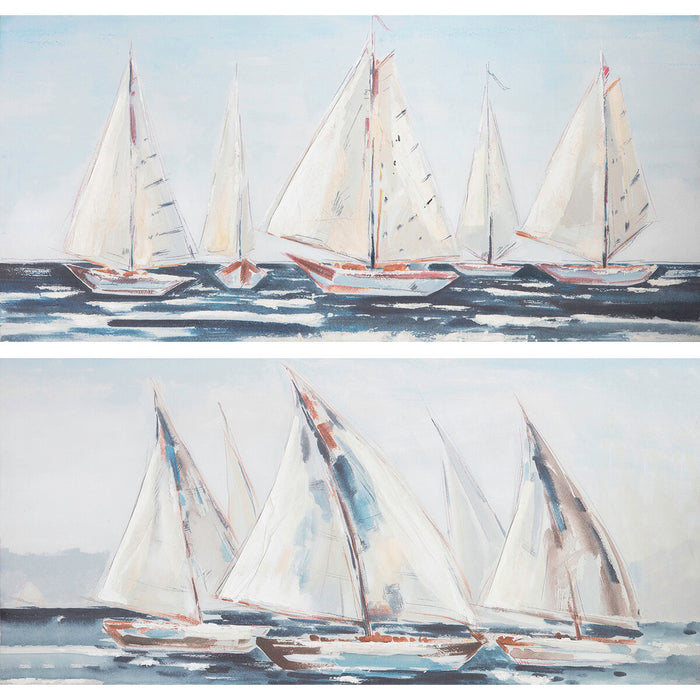 Painting DKD Home Decor Yachts Mediterranean 150 x 3,5 x 70 cm 150 x 2 x 70 cm (2 Units)