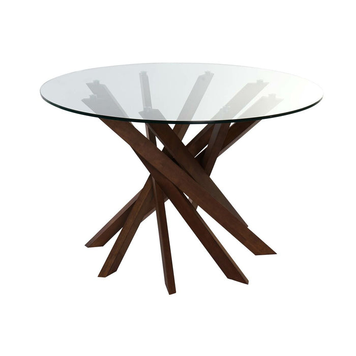 Dining Table DKD Home Decor Crystal Brown Transparent Walnut 120 x 120 x 76 cm