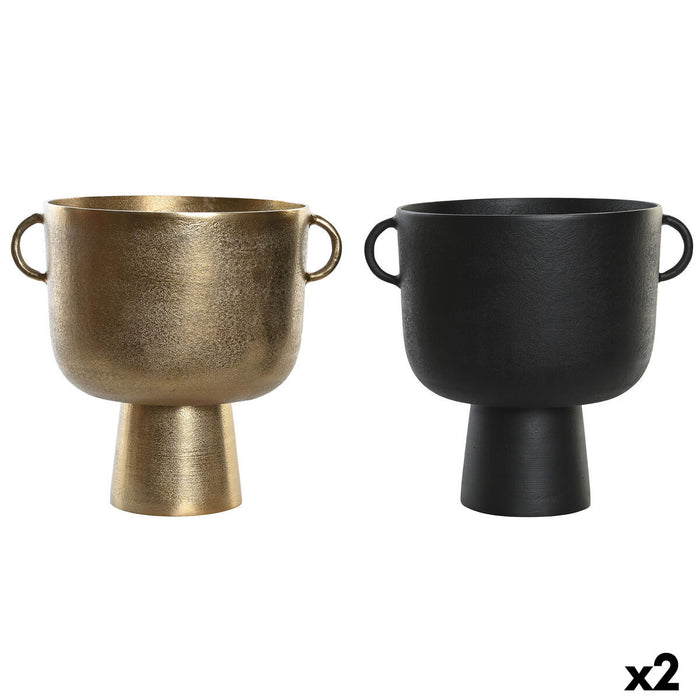 Vase DKD Home Decor 36 x 29 x 33 cm Black Golden Aluminium Modern (2 Units)
