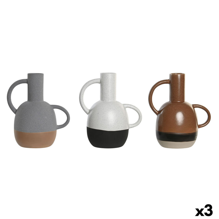 Vase DKD Home Decor White Grey Terracotta Porcelain 19,5 x 12 x 22,6 cm (3 Units)