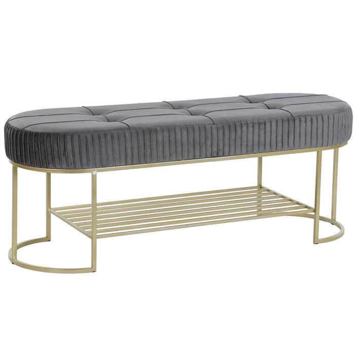 Bench DKD Home Decor Grey Golden Metal 120 x 40 x 45 cm