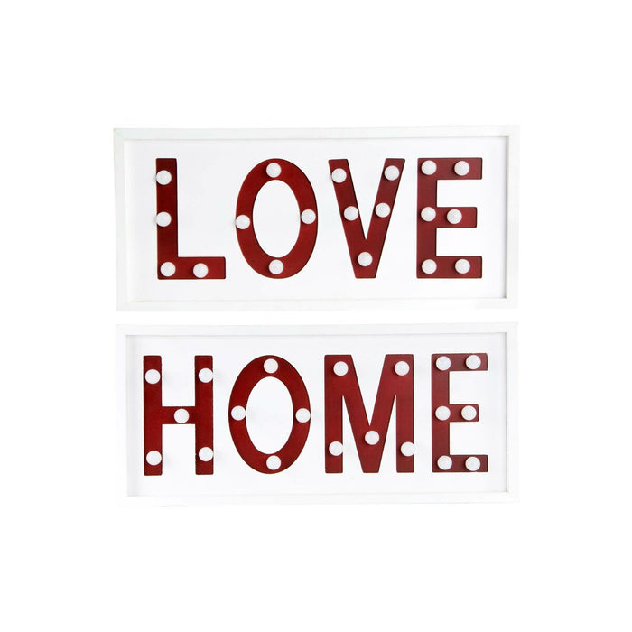 Wall Decoration DKD Home Decor White Red Urban 48 x 4 x 22 cm (2 Units)