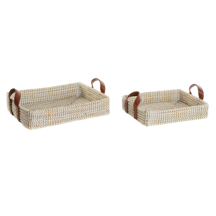 Set of trays DKD Home Decor Natural Light brown Urban 41 x 32 x 9 cm (2 Units)