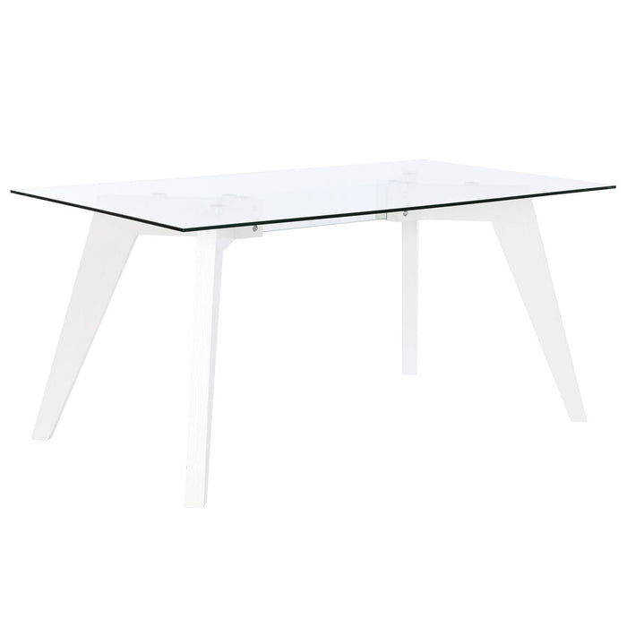 Dining Table DKD Home Decor White Transparent Crystal MDF Wood 160 x 90 x 75 cm