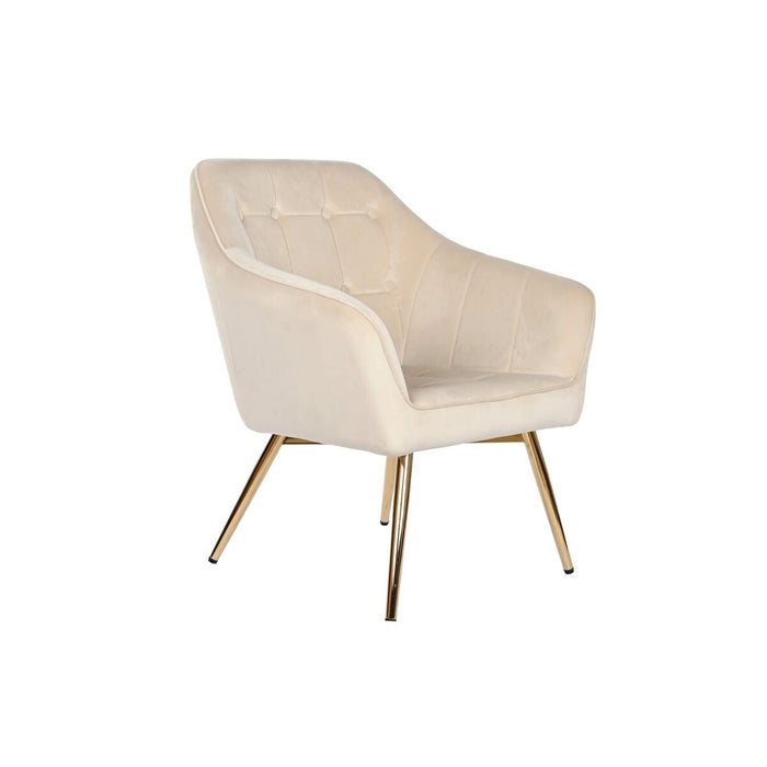 Armchair DKD Home Decor Cream Golden Metal 74 x 74 x 90 cm