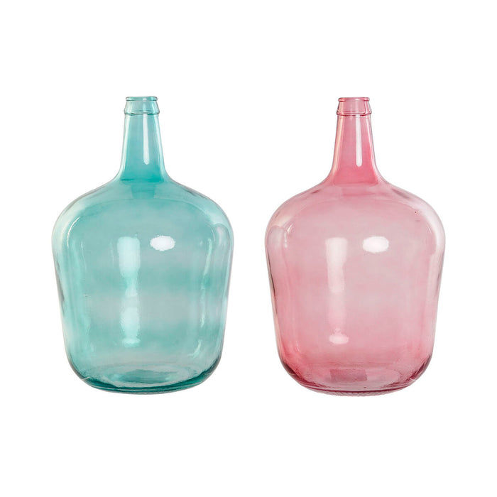 Vase DKD Home Decor Green Pink Tempered Glass 25 x 25 x 40 cm (2 Units)