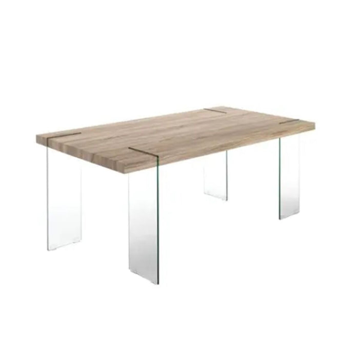 Dining Table DKD Home Decor Transparent Light brown Crystal Walnut MDF Wood 180 x 90 x 76 cm