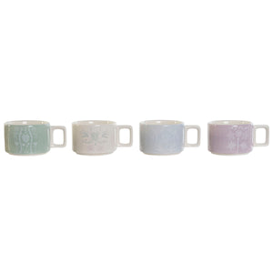 Piece Coffee Cup Set DKD Home Decor Green Sky blue Lilac Metal Bamboo Dolomite 260 ml