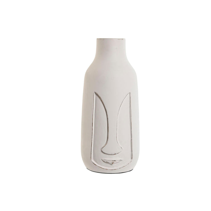 Vase Home ESPRIT White Mango wood Modern Face 15 x 15 x 30 cm