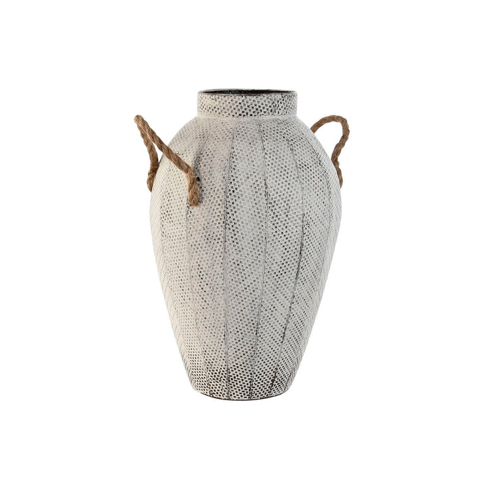 Vase Home ESPRIT White Metal Rope 25,5 x 25,5 x 41 cm